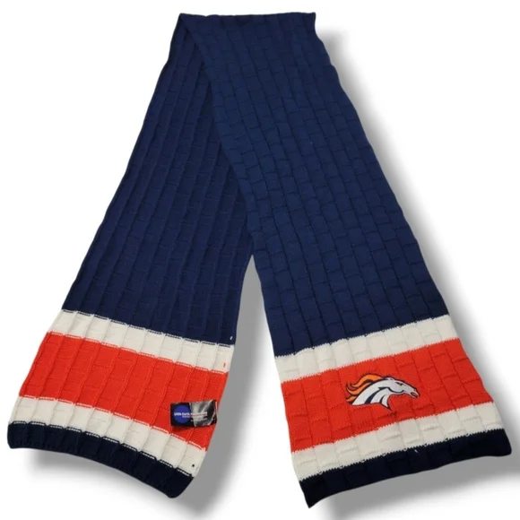 Broncos Scarf NFL Denver Broncos Football Team Logo Winter Knit Scarf Embroidery - Picture 1 of 5